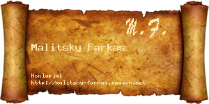 Malitsky Farkas névjegykártya